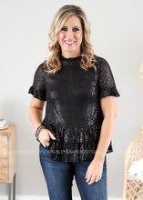 Load image into Gallery viewer, Wine &amp; Shine Top- BLACK  - FINAL SALE
