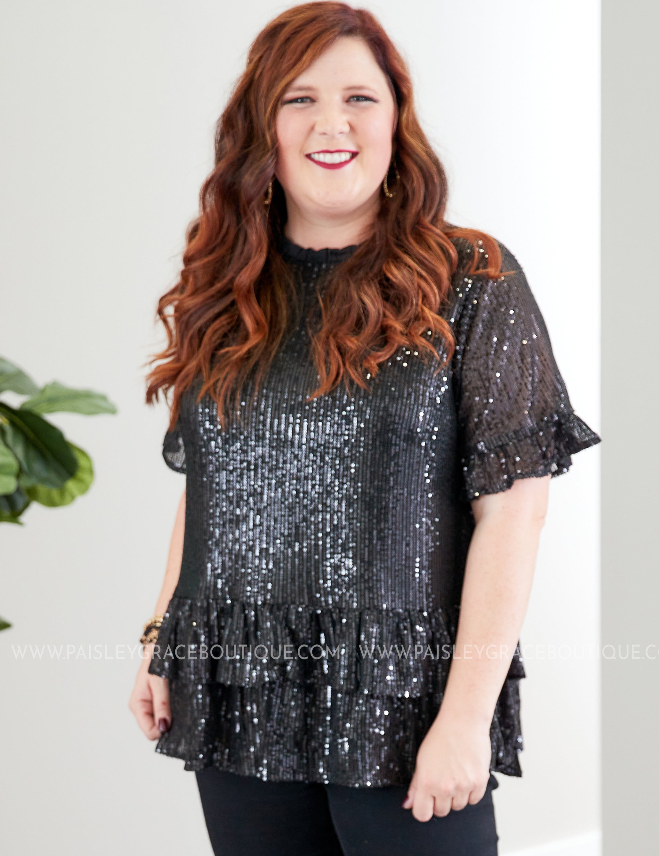 Wine & Shine Top- BLACK - LAST ONES FINAL SALE
