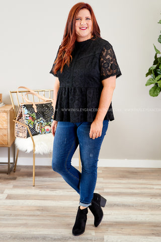 Pretty in Paris Lace Top- BLACK  - FINAL SALE