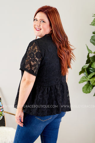 Pretty in Paris Lace Top- BLACK  - FINAL SALE