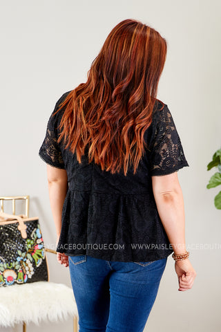 Pretty in Paris Lace Top- BLACK  - FINAL SALE