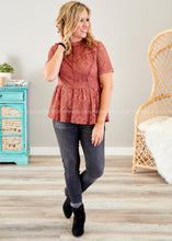 Load image into Gallery viewer, Pretty in Paris Lace Top- MARSALA  - FINAL SALE
