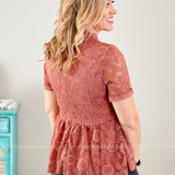 Pretty in Paris Lace Top- MARSALA - LAST ONES FINAL SALE