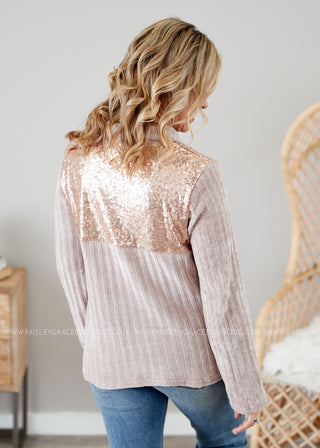 Casual Glam Pullover- CHAMPAGNE  - FINAL SALE