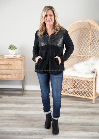 Casual Glam Pullover- BLACK  - FINAL SALE