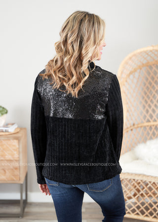 Casual Glam Pullover- BLACK  - FINAL SALE