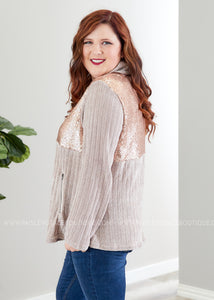 Casual Glam Pullover- CHAMPAGNE  - FINAL SALE