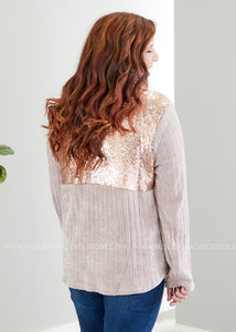 Casual Glam Pullover- CHAMPAGNE  - FINAL SALE