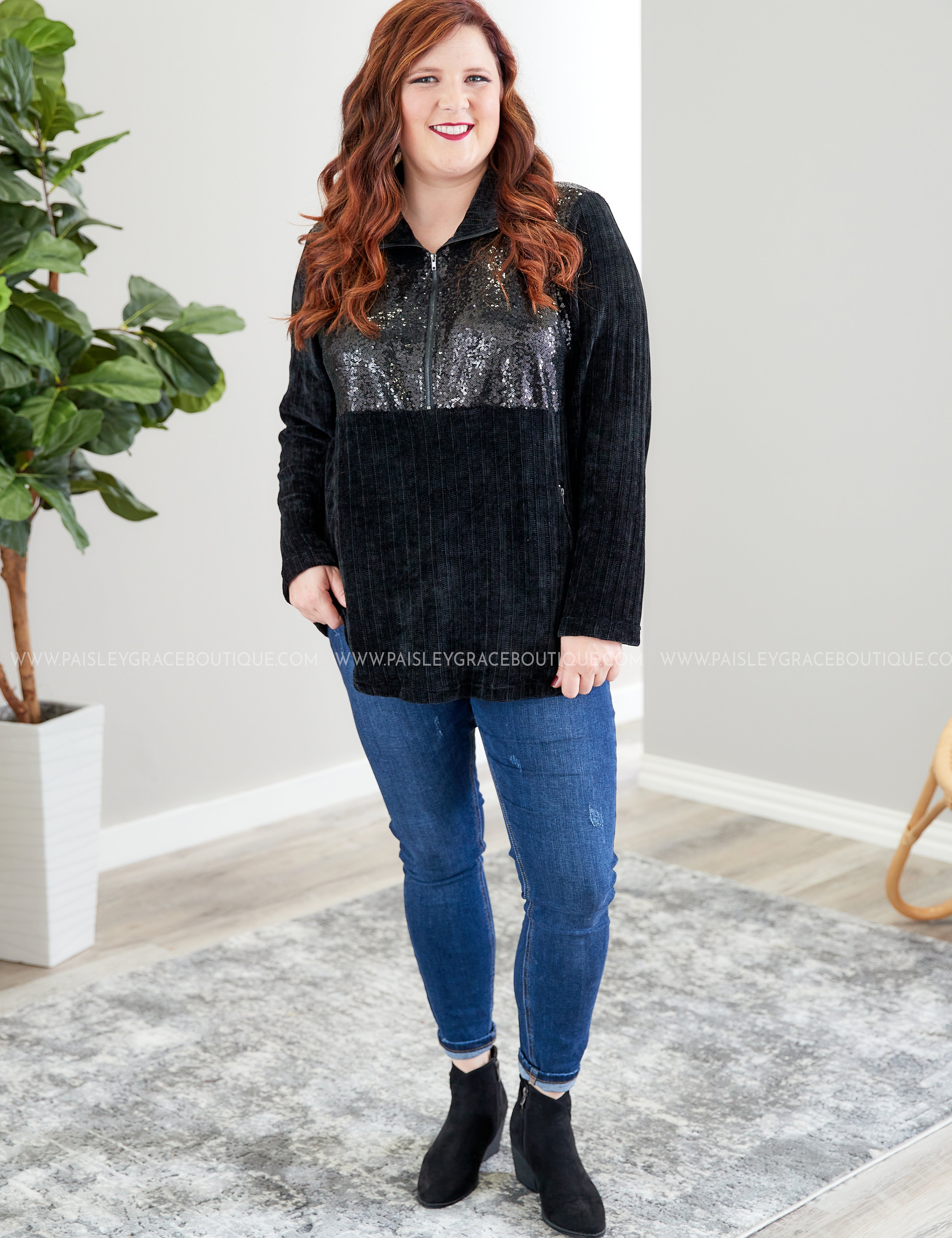 Casual Glam Pullover- BLACK - LAST ONES FINAL SALE