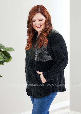 Casual Glam Pullover- BLACK  - FINAL SALE