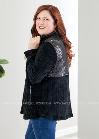 Casual Glam Pullover- BLACK  - FINAL SALE