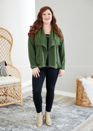 Uptown Girl Jacket- OLIVE - FINAL SALE