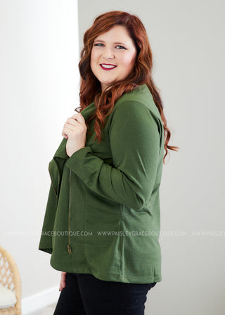 Uptown Girl Jacket- OLIVE - FINAL SALE