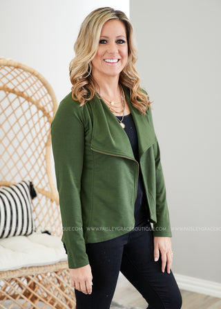 Uptown Girl Jacket- OLIVE - FINAL SALE