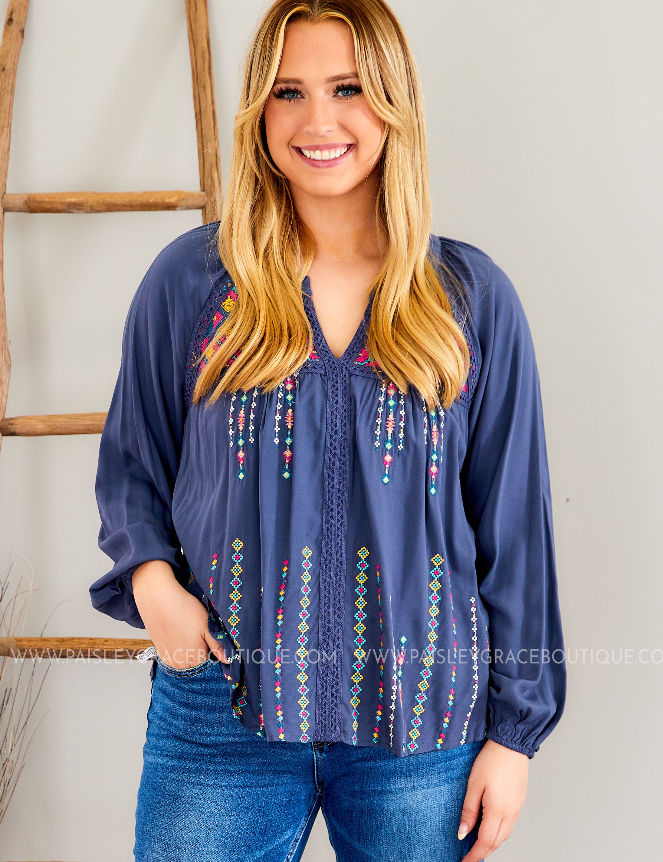 Wistful Feeling Embroidered Top - LAST ONES FINAL SALE