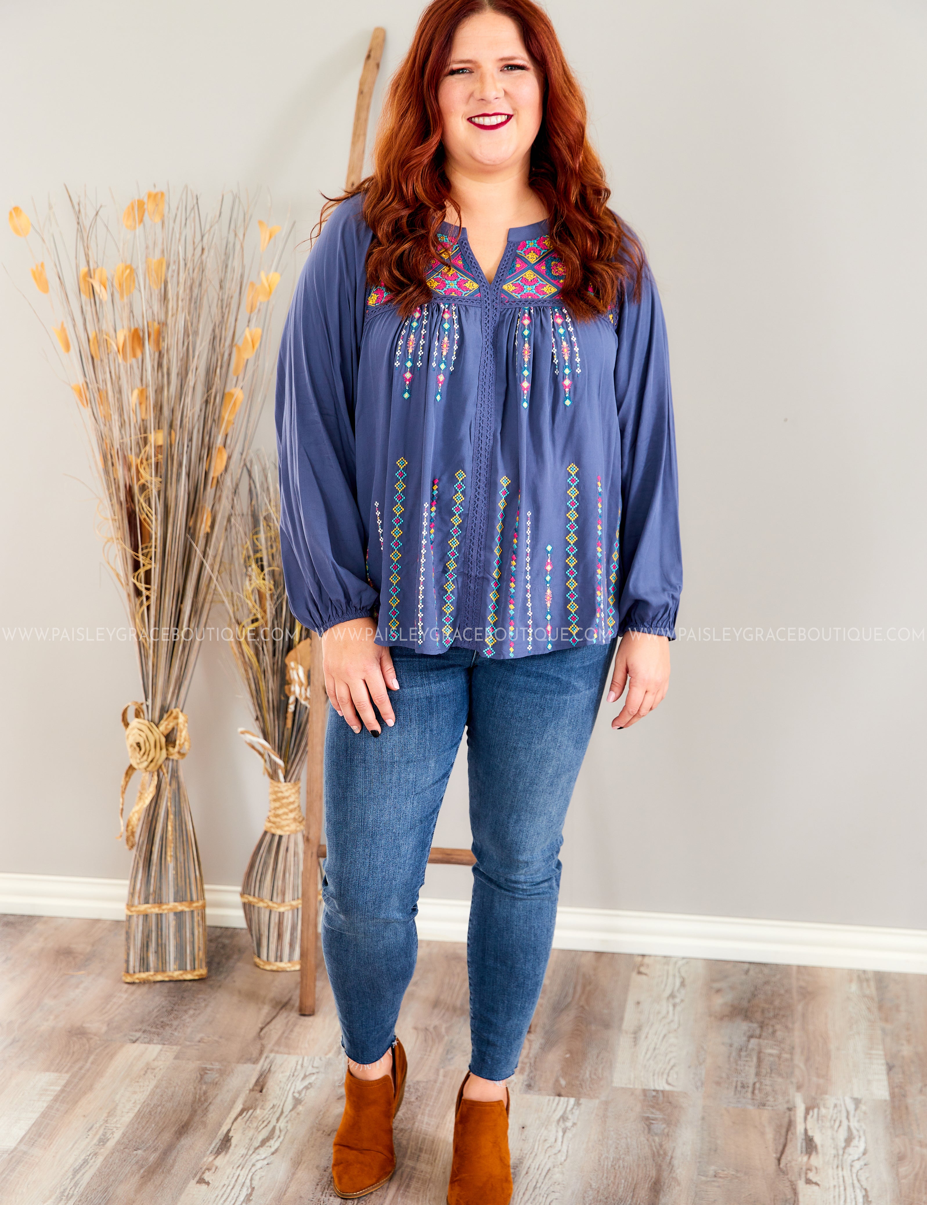 Wistful Feeling Embroidered Top - LAST ONES FINAL SALE