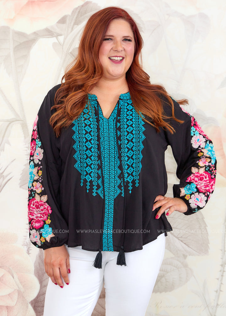 Instant Winner Embroidered Top  - FINAL SALE CLEARANCE