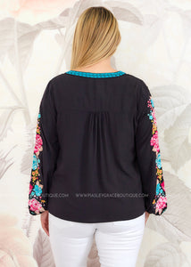 Instant Winner Embroidered Top  - FINAL SALE