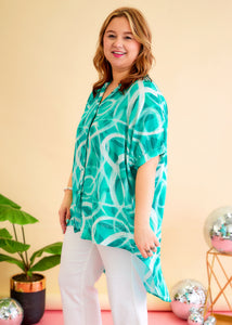 Time To Mingle Top - Teal/White - FINAL SALE