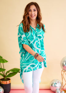 Time To Mingle Top - Teal/White - FINAL SALE
