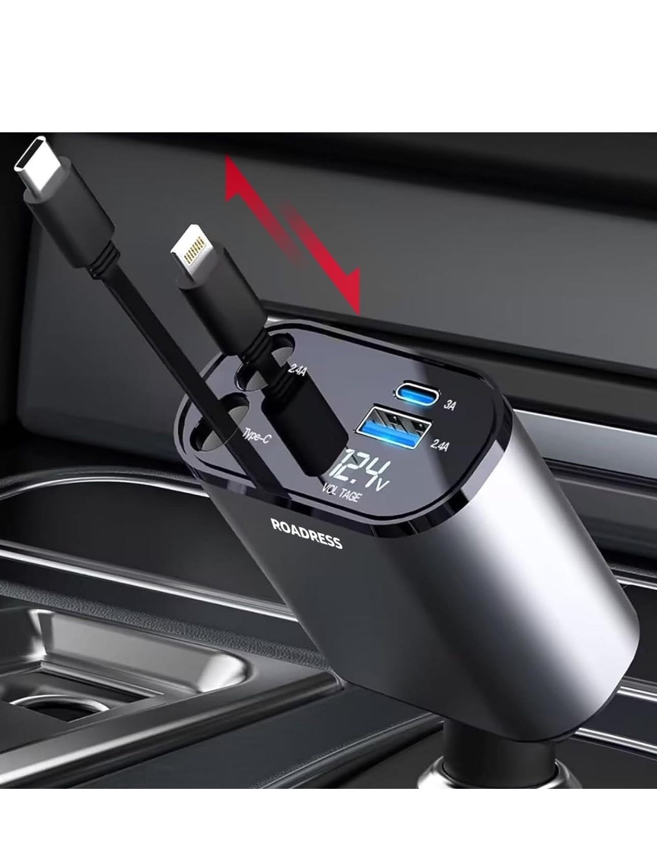 4-in-1 Retractable Car Charger  - PREORDER