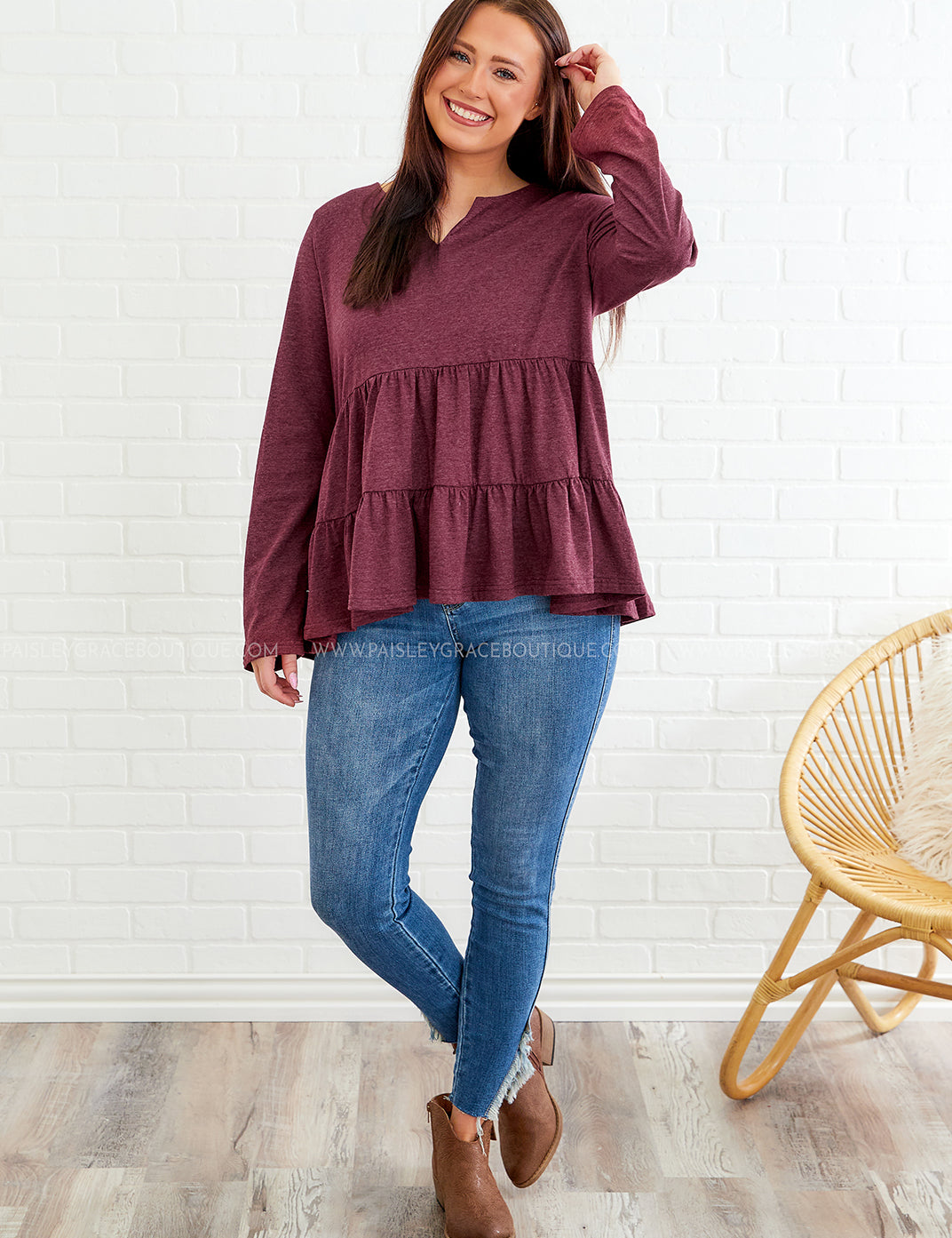 Our Little Secret Top - Burgundy - LAST ONES FINAL SALE