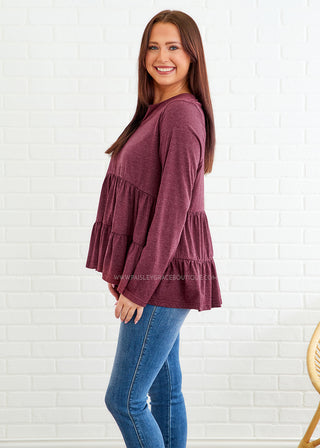 Our Little Secret Top - Burgundy  - FINAL SALE