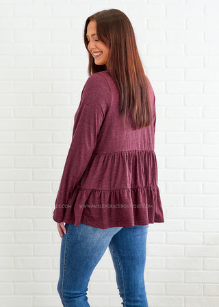 Our Little Secret Top - Burgundy  - FINAL SALE