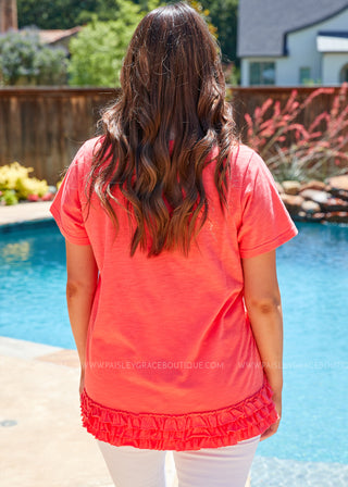 Electric Skyline Top - Coral  - FINAL SALE