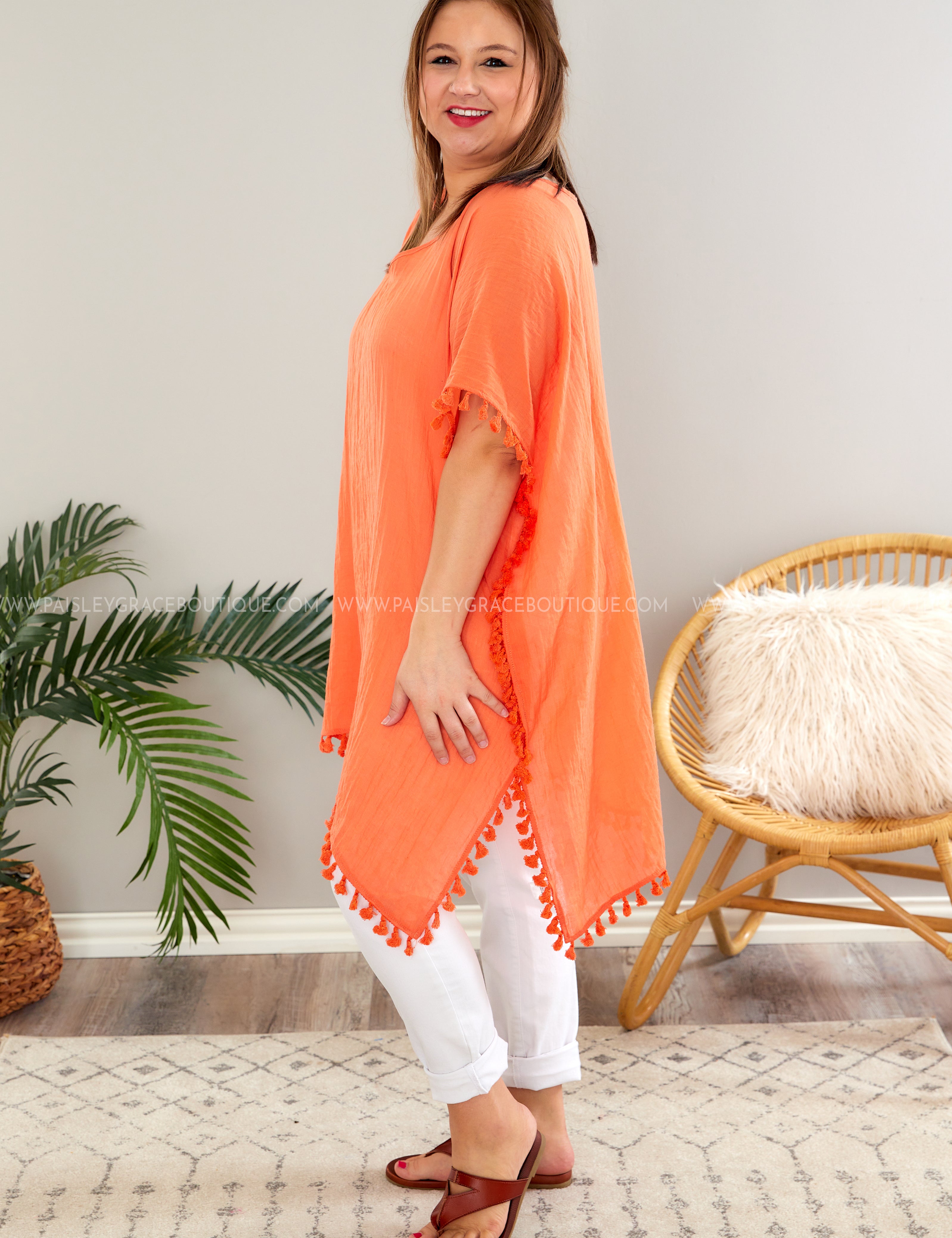 Hold Onto Love Tunic Dress - Orange - LAST ONES Final Sale