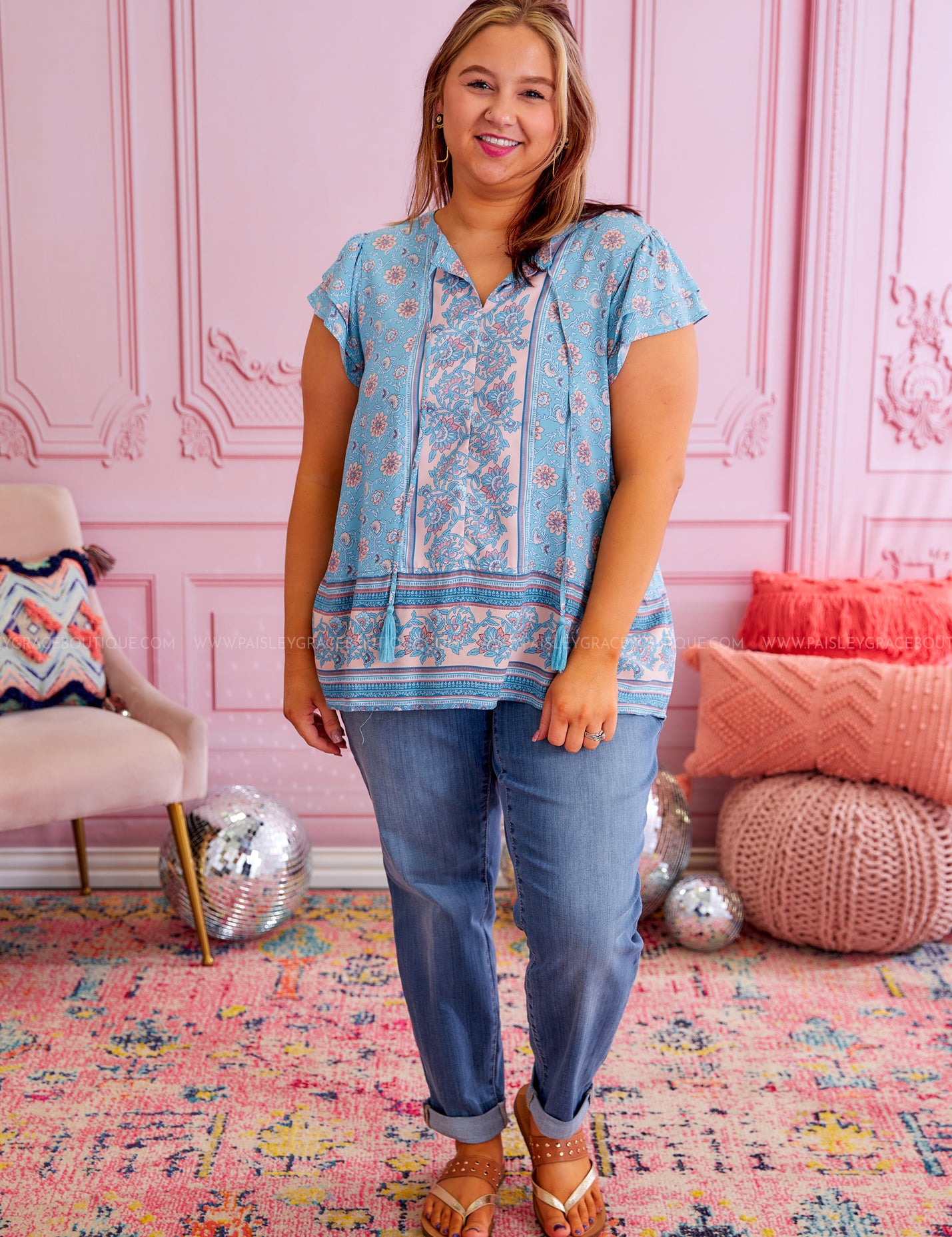 Key to Your Heart Top - Aqua* LAST ONES FINAL SALE *