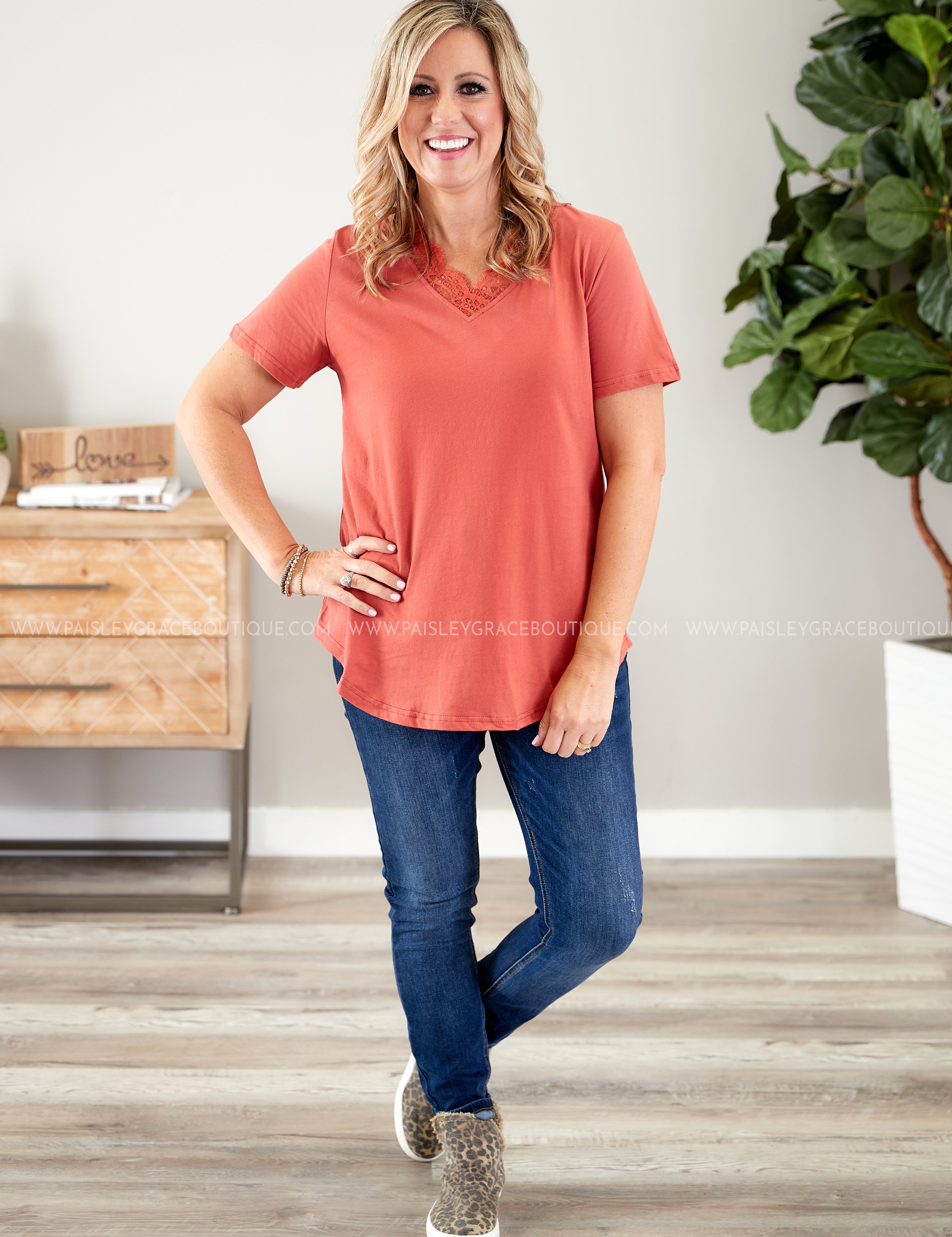 Dahlia Lace Top- RUST* LAST ONES FINAL SALE *