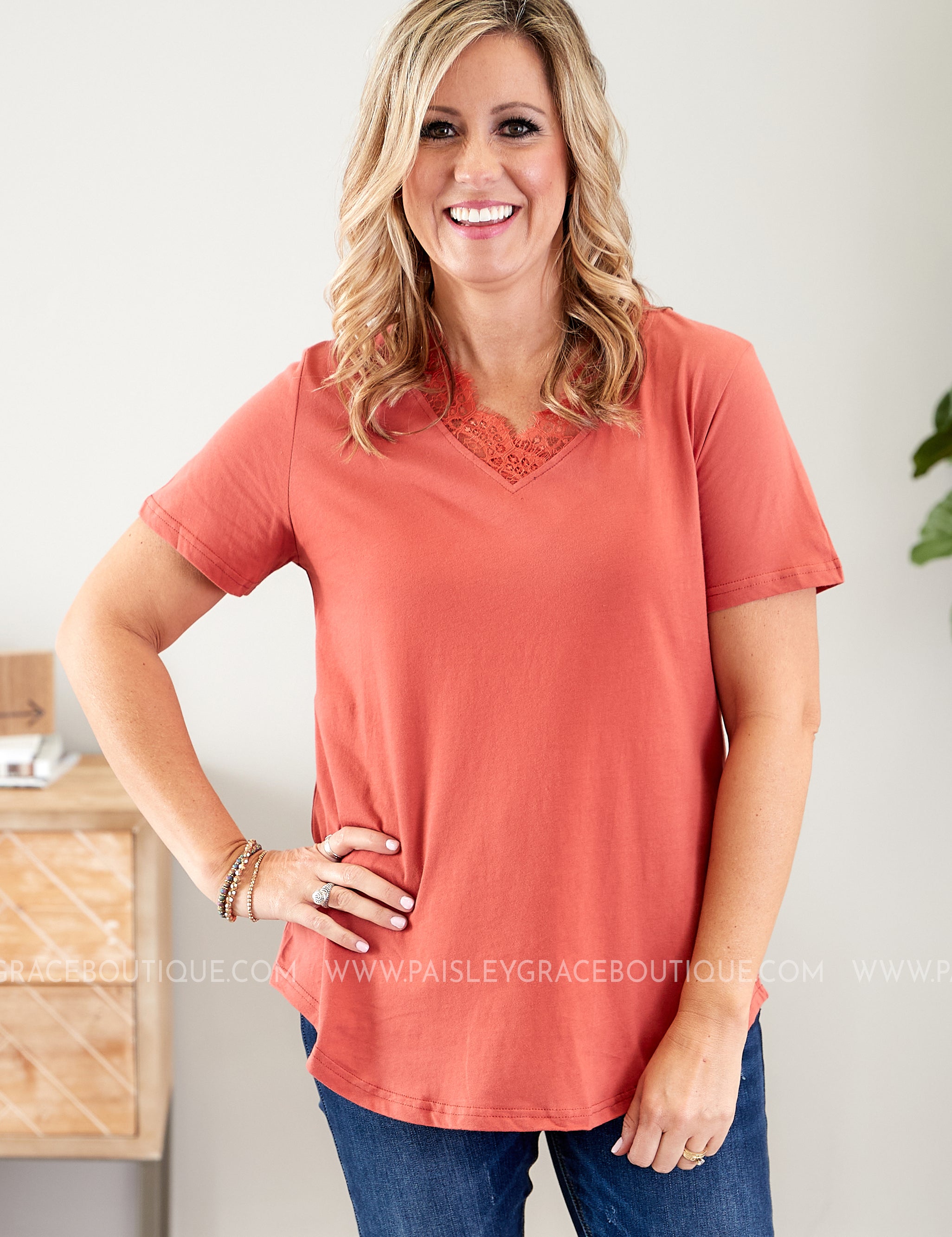 Dahlia Lace Top- RUST* LAST ONES FINAL SALE *