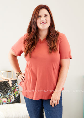 Dahlia Lace Top- RUST  - FINAL SALE