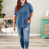 Dahlia Lace Top- STEEL BLUE  - LAST ONES FINAL SALE