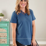 Dahlia Lace Top- STEEL BLUE  - LAST ONES FINAL SALE