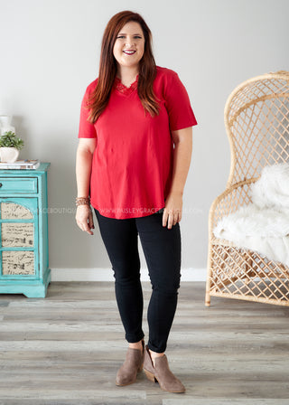 Dahlia Lace Top- RED - LAST ONES FINAL SALE