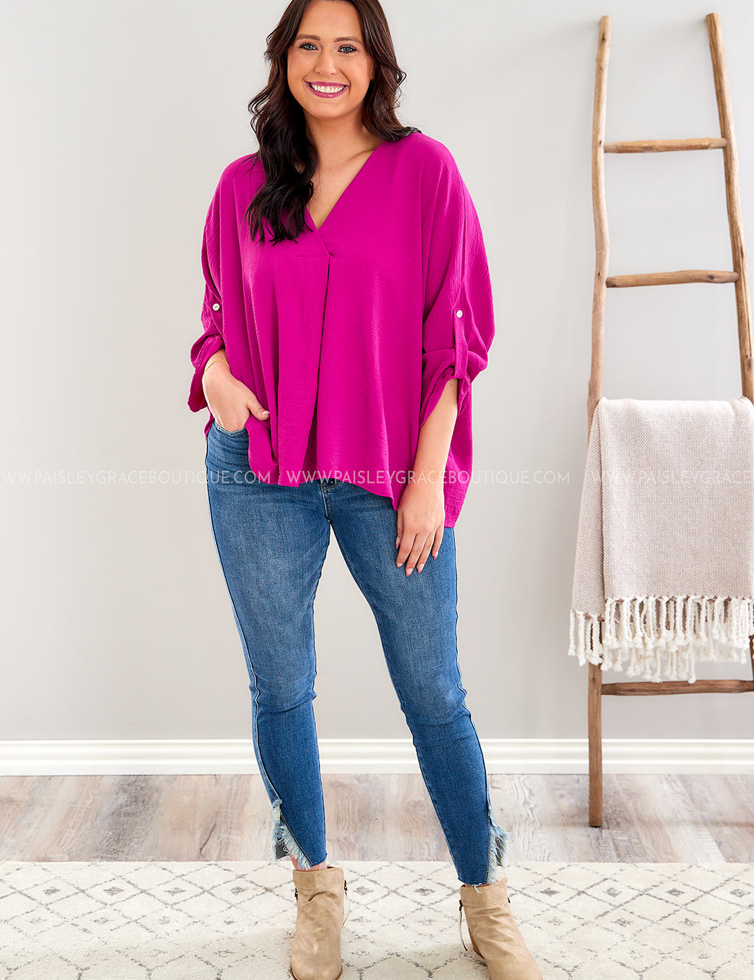 Monique Top - Fuchsia - LAST ONES FINAL SALE