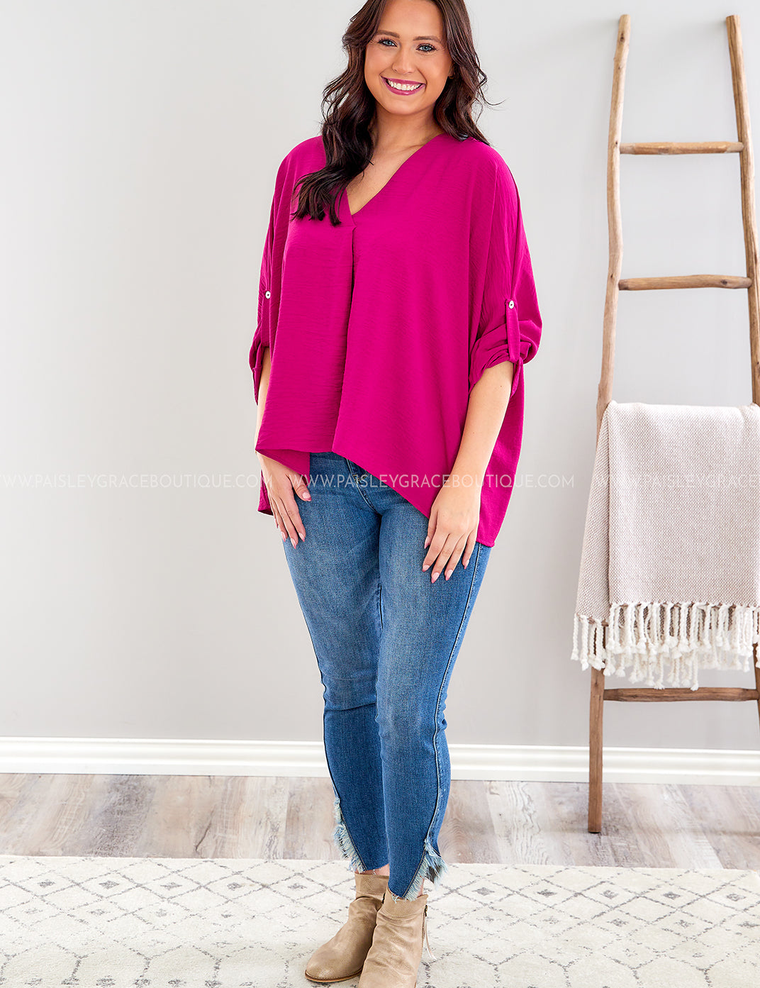 Monique Top - Raspberry - LAST ONES FINAL SALE
