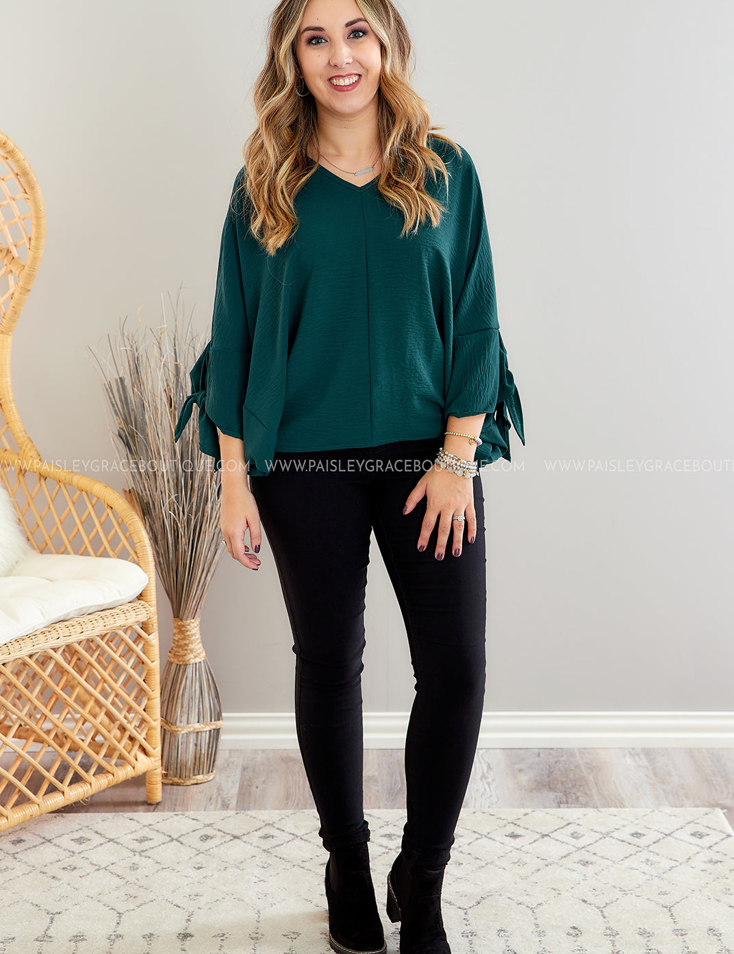 An Afternoon Out Top - Hunter Green - LAST ONES FINAL SALE