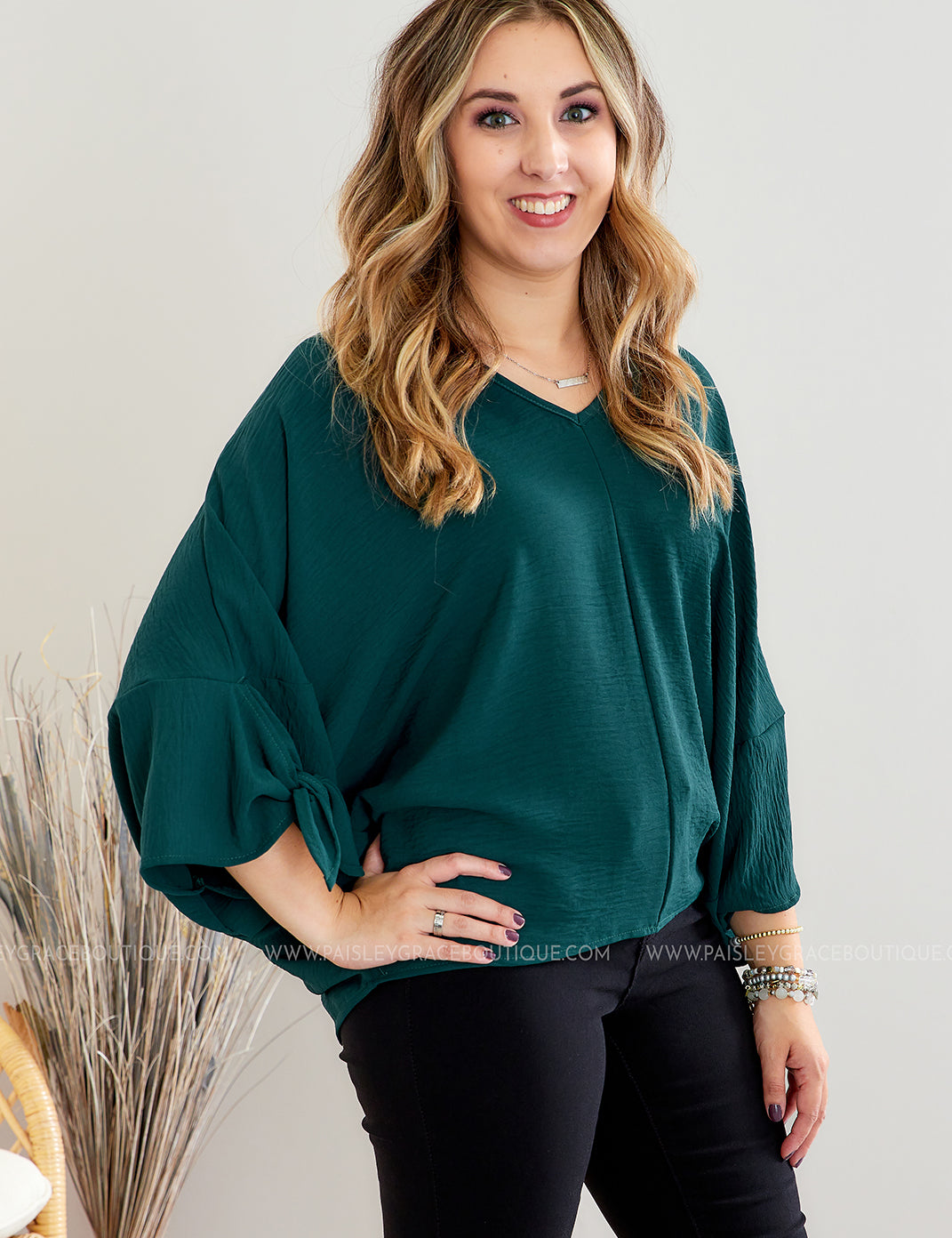 An Afternoon Out Top - Hunter Green - LAST ONES FINAL SALE
