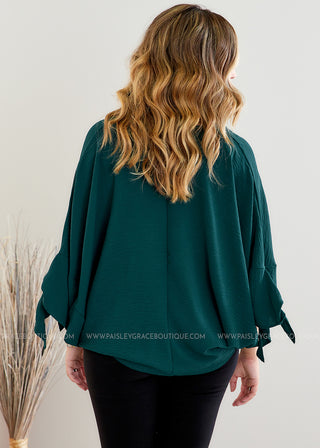 An Afternoon Out Top - Hunter Green - FINAL SALE