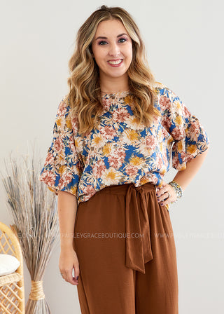 Hustle and Bustle Top - Teal/Blush - FINAL SALE