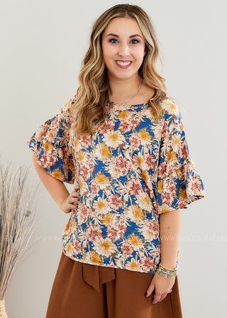 Hustle and Bustle Top - Teal/Blush - FINAL SALE