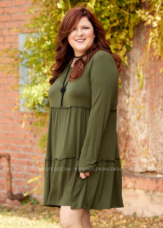 Just My Type Dress- OLIVE  - FINAL SALE