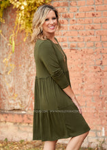 Load image into Gallery viewer, Just My Type Dress- OLIVE  - FINAL SALE
