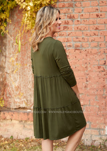 Just My Type Dress- OLIVE  - FINAL SALE