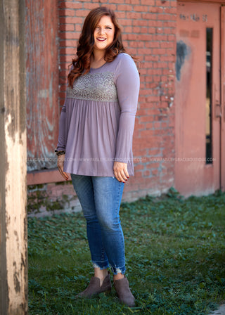 Wren Lace Top- ASH PURPLE - LAST ONES FINAL SALE