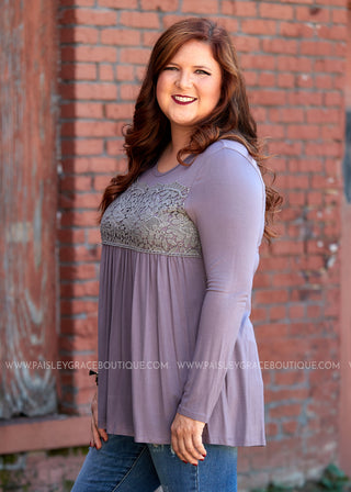 Wren Lace Top- ASH PURPLE - LAST ONES FINAL SALE