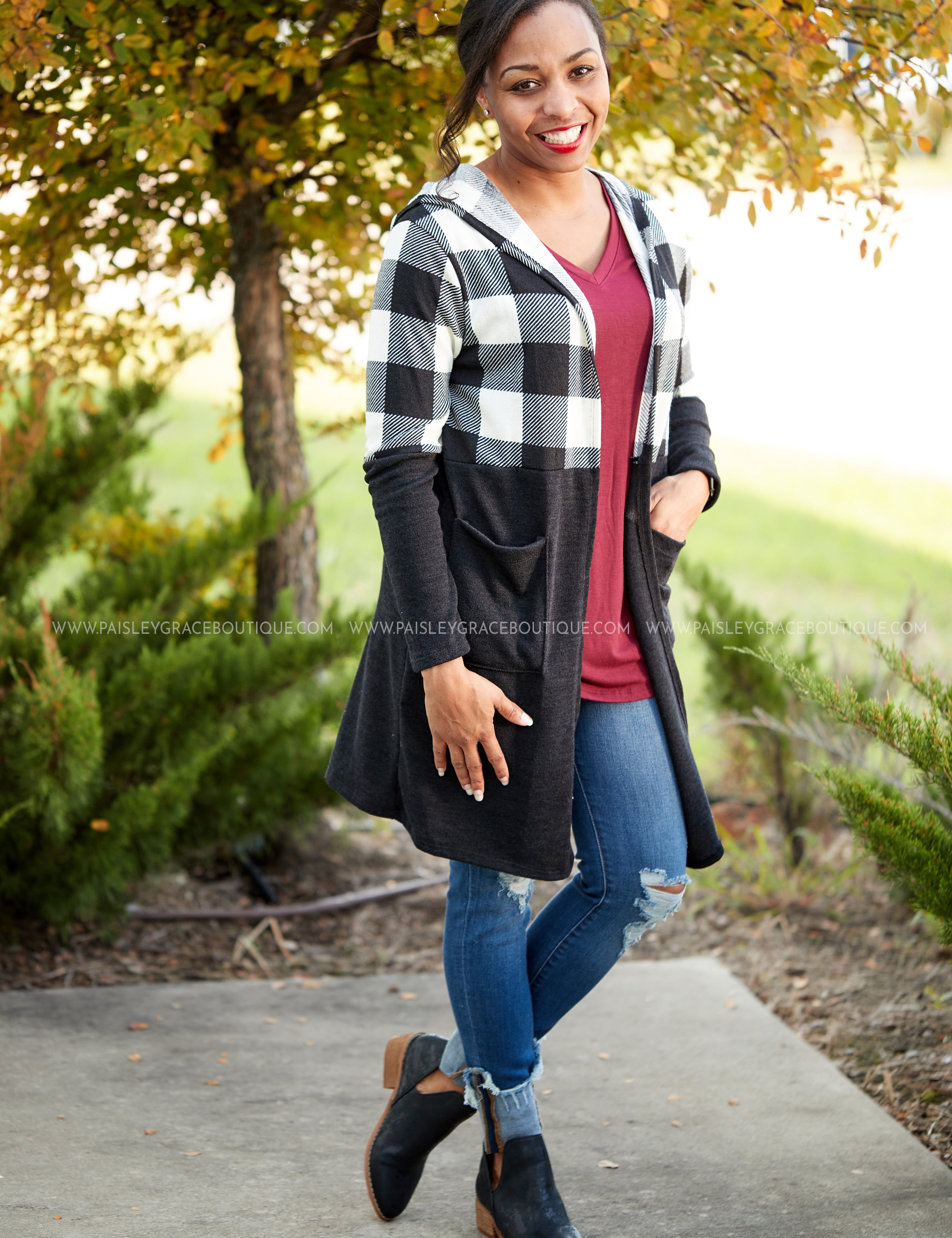 Plaid About You Cardigan- IVORY - LAST ONES FINAL SALE